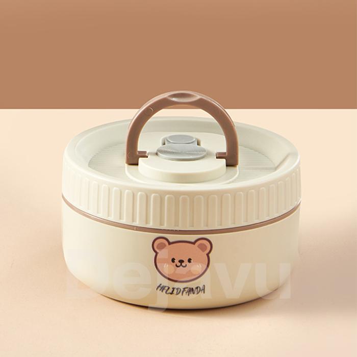 Gambar DEJAVU 304 Kotak Makan Siang Bento Stainless Steel Portabel / Kotak Makan Siang Terisolasi / Set Kotak Makan Siang Yang Dapat Dipanaskan / Tempat Makan Bulat Krim  HMB108 - Bear 400ml dari Dejavu_NEW undefined Tokopedia