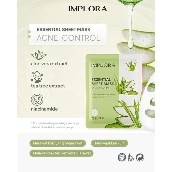 Gambar Implora Essential Sheet Mask 25gr - Acne Control dari Hangvalen undefined Tokopedia