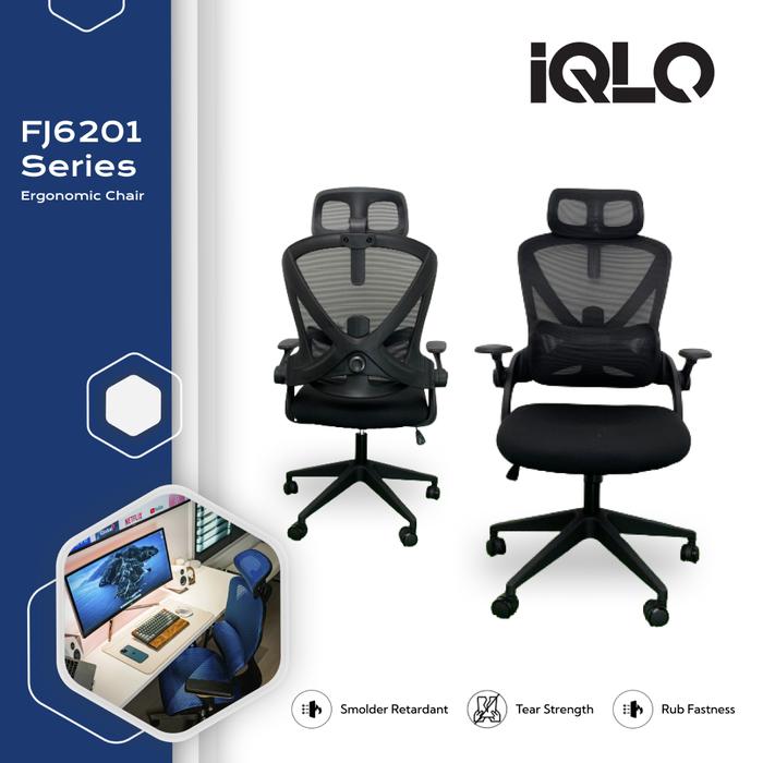 Gambar IQLO FJ6201 Kursi Kantor Belajar Gaming  Dudukan Foam Jaring Hidrolik Ergonomis Gas-Lift Class 4 dari IQLO undefined Tokopedia