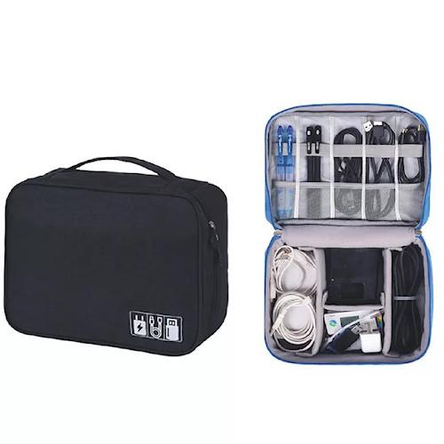 Gambar Travel Pouch Gadget Organizer Bag Tas Kabel Aksesoris HP Charger USB - Hitam dari Toko Ardhani undefined Tokopedia