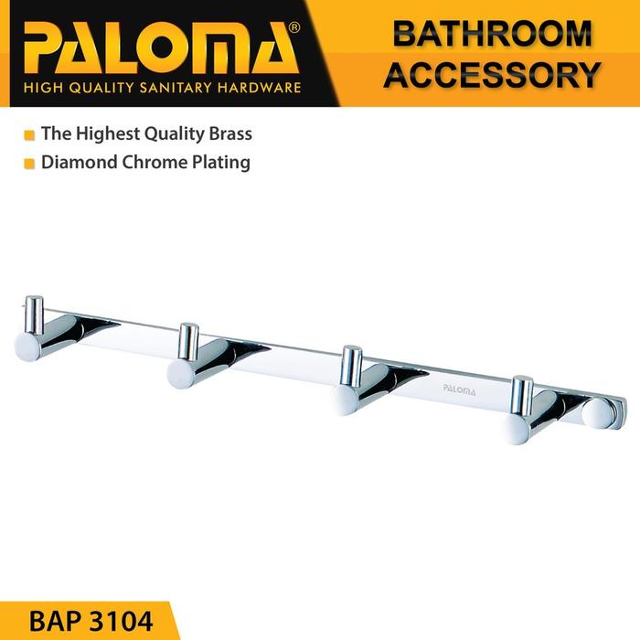 Gambar PALOMA BAP 3104 Kapstok Gantungan Baju Handuk Rak Hanger Mandi 4 Kait dari Kios Kunci dan Keran undefined Tokopedia