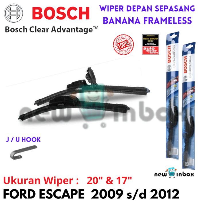 Gambar WIiper Depan Mobil FORD ESCAPE 2009-2012 Sepasang Frameless BOSCH Clear ADVANTAGE 20" & 17" / 20" & 18" ORIGINAL - Depan 20" & 17" dari NEW IN BOX undefined Tokopedia