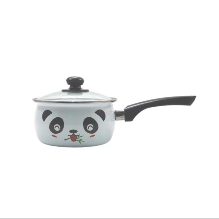 Gambar Panci Sauce Pan Enamel 18 cm | Panci Hello Panda Mie Air Rebus Gagang dari Baru Bung undefined Tokopedia