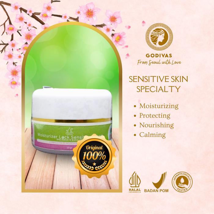 Gambar GODIVAS MOISTURIZER LOCK SENSITIVE CREAM PELEMBAP WAJAH SENSITIF 10GR dari Godivas Beauty Official undefined Tokopedia