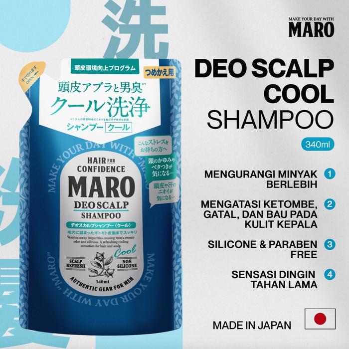 Gambar Shampoo Pria MARO Deo Scalp Cool Refill Japan 340ml Anti Ketombe BPOM dari JS STORE INDONESIA undefined Tokopedia