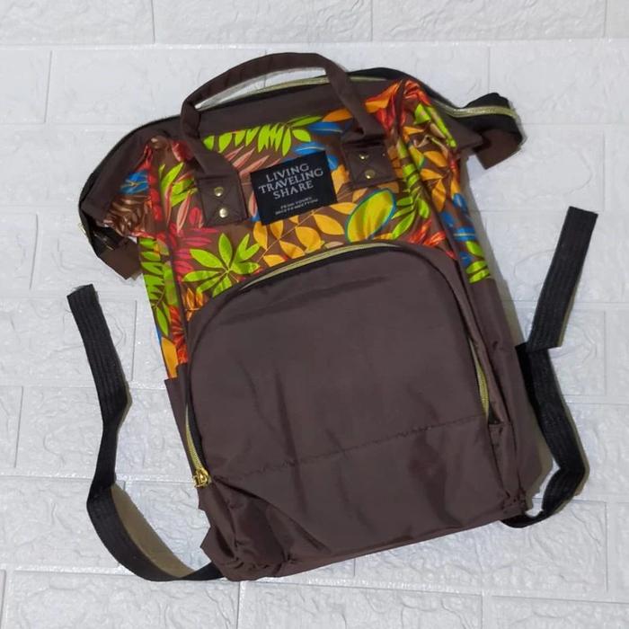 Gambar Tas Perlengkapan Bayi Model Ransel ukuran  Besar Diaper Bag Traveling Baru lahir Cewek Cowok - cokelat batik, All Size dari Duniaibuanak_NEW undefined Tokopedia