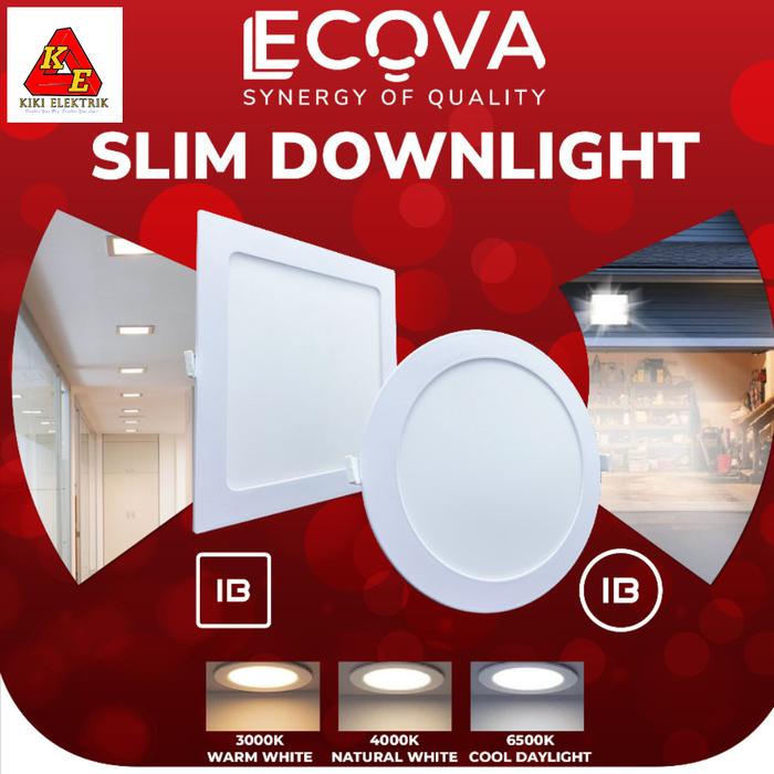 Gambar ECOVA LED Slim Downlight 9 Watt IB / LED Panel Downlight / Garansi 2 Tahun - NW 4000K, Bulat dari Kiki Elektrik undefined Tokopedia
