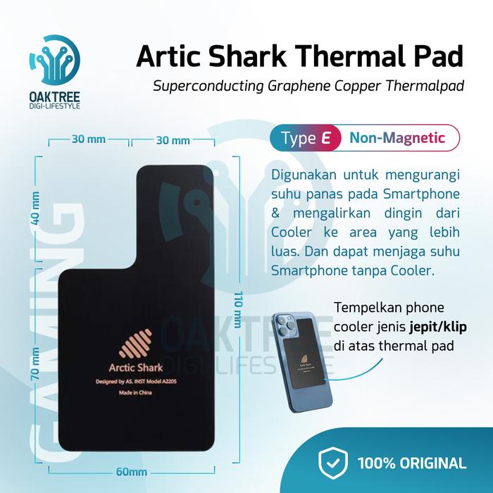 Gambar Oaktree Arctic Shark Heatsink Graphene Copper Pad Pendingin HP - E-Non Magnetic dari Oaktree undefined Tokopedia