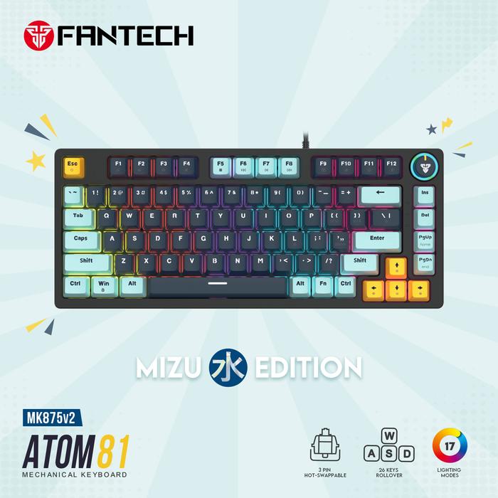 Gambar FANTECH ATOM ATOM81 MK875 MK875v2 MIZU EDITION MECHANICAL 75% GAMING KEYBOARD - NAVI BLUE, Blue Switch dari IR Computer IRRES COMP undefined Tokopedia