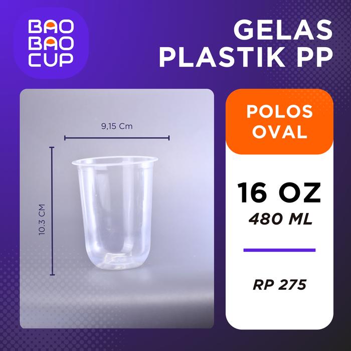 Gambar Gelas Cup Plastik 16 oz Harga Pabrik - Oval dari BaoBaoCup undefined Tokopedia