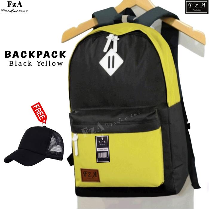 Gambar Tas Ransel Distro Original Casual pria Wanita / Tas Ransel Laptop QS45 - Black Yellow + dari FzA Official undefined Tokopedia