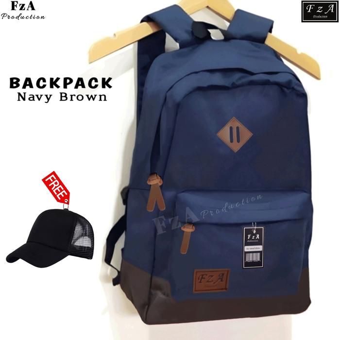 Gambar Tas Ransel Distro Casual Pria Wanita / Tas Laptop Original FzA - NBRW - Navy Brown + dari FzA Official undefined Tokopedia