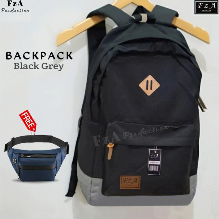 Gambar Tas Ransel Distro Original Casual pria Wanita / Tas Ransel Laptop -BGW - Black Grey + dari FzA Official Kab. Bekasi Tokopedia