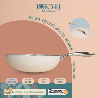 Gambar Roschel Diora Professional Wok Pan + Lid 24 cm , 28 cm Ceramic Non-Stick Greblon CK2 German Coating Panci Wajan Penggorengan+ Tutup Anti Lengket Tahan Gores Induksi RPP-328 - Wok 28cm dari Roschel Home undefined Tokopedia
