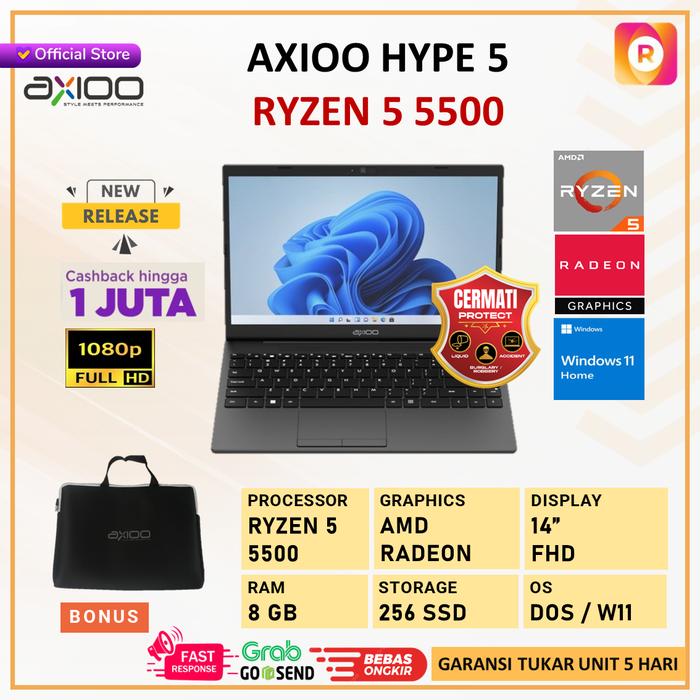 Gambar Axioo Hype 5 Ryzen 5 5500 8GB 256GB W11 PRO 14" FHD - NO BUNDLE, DOS (NON OS) dari royalltech undefined Tokopedia