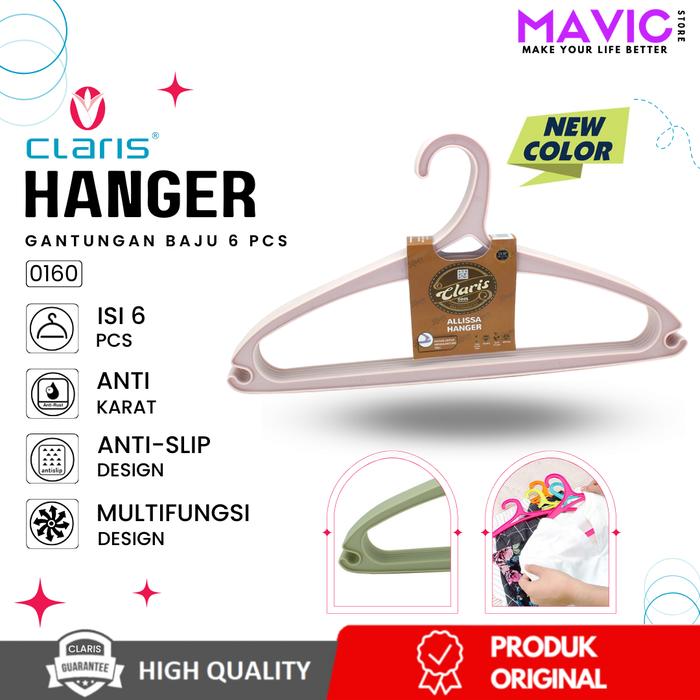 Gambar CLARIS Allissa 0160 Hanger Plastik Gantungan Baju Simple 6 Pcs - 0160 - Purple dari MAVICPC STORE undefined Tokopedia