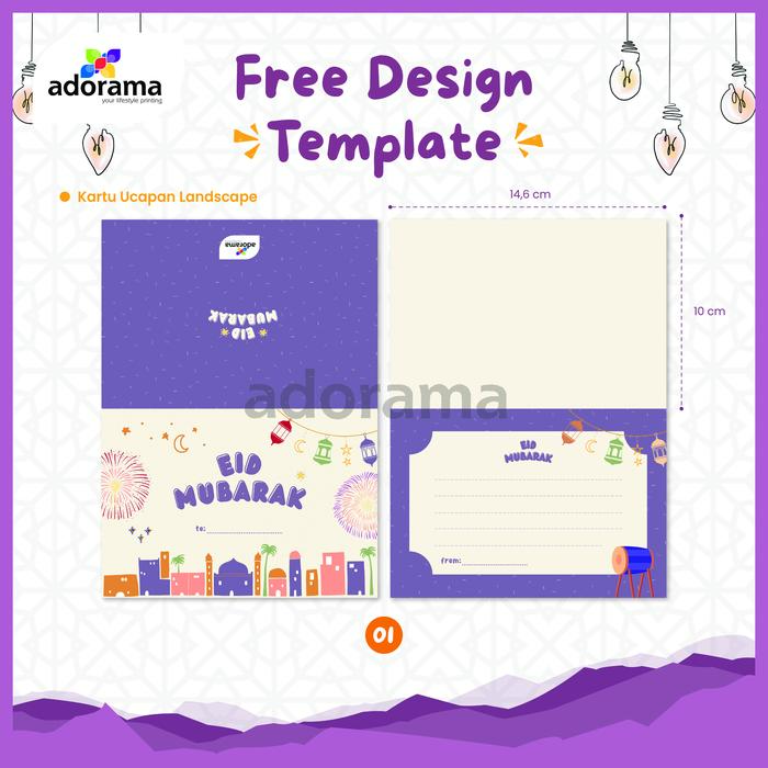 Gambar Kartu Ucapan Lebaran/ Greetings Card Idul Fitri 2024 lipat + Amplop - Landscape 1, Splendorgel 270 dari Adorama_NEW undefined Tokopedia