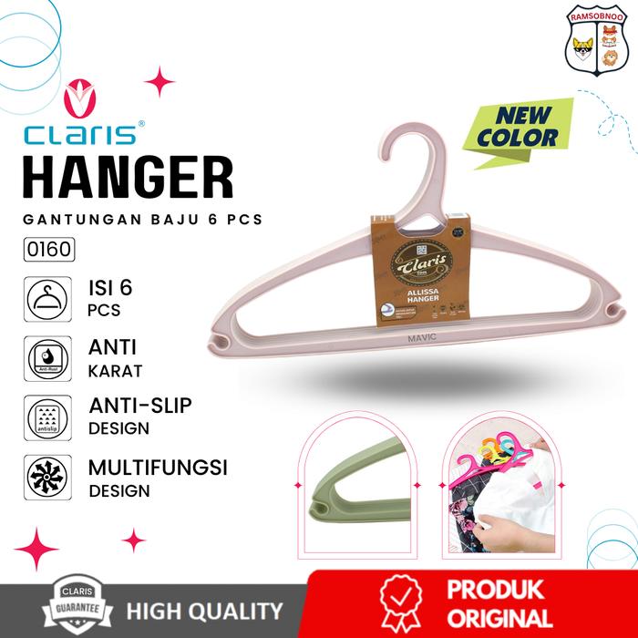 Gambar CLARIS Allissa 0160 Hanger Plastik Gantungan Baju 6 Pcs Anti Slip - 0160 - Purple dari RAMSOBNOO undefined Tokopedia