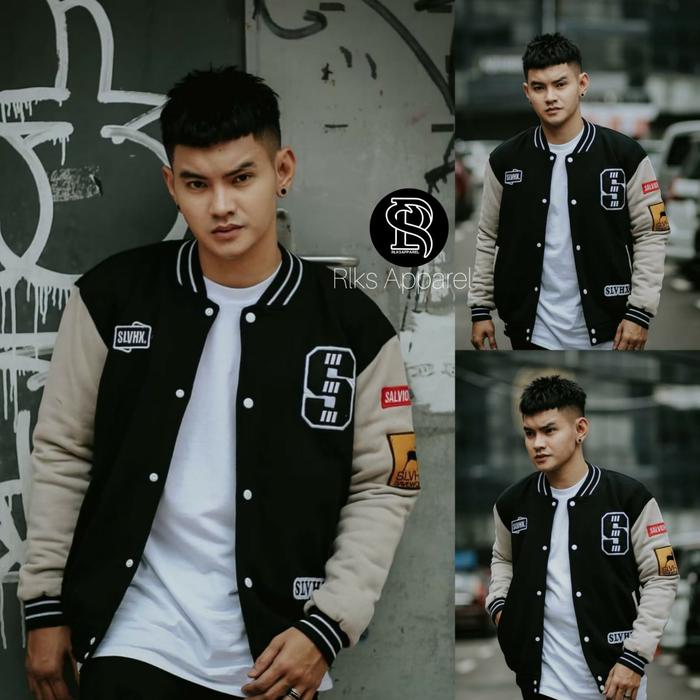Gambar VARSITY KANJI JAKET PRIA SALVIO HEXIA ORIGINAL - hitam cream ZD, XL dari rlks apparel undefined Tokopedia