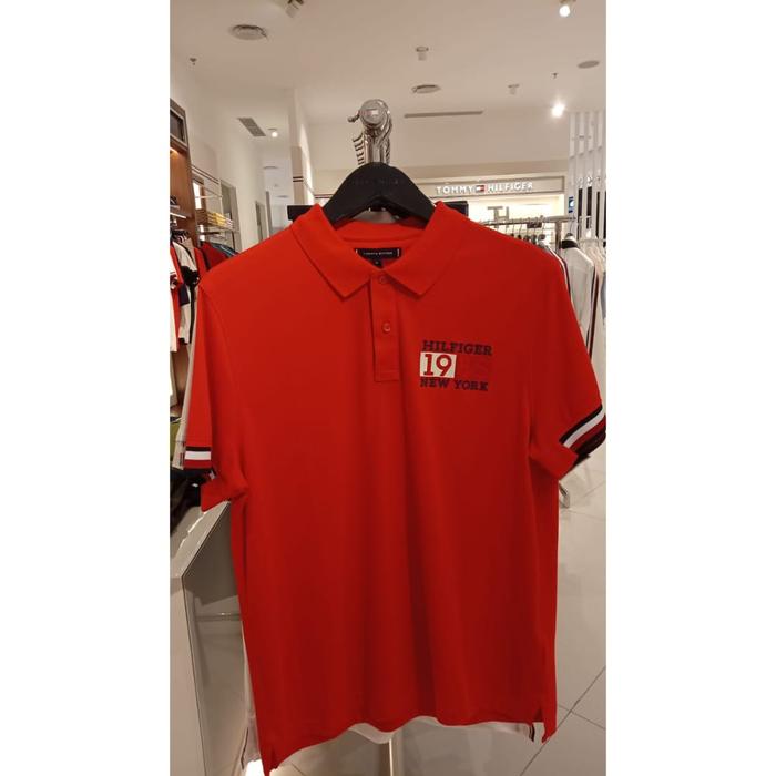 Gambar TOMMY HILFIGER - LOGO TIPPED SLIM FIT POLO (Original) Polo Shirt Pria - Red, M dari Symphonia Store undefined Tokopedia