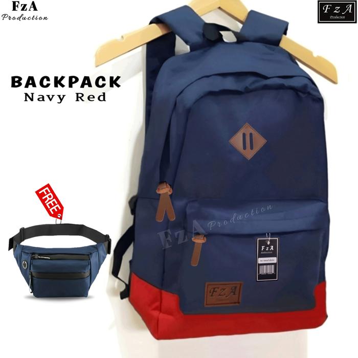 Gambar Tas Ransel Distro Original Casual pria Wanita / Tas Ransel Laptop -BGW - Navy Red + dari FzA Official undefined Tokopedia