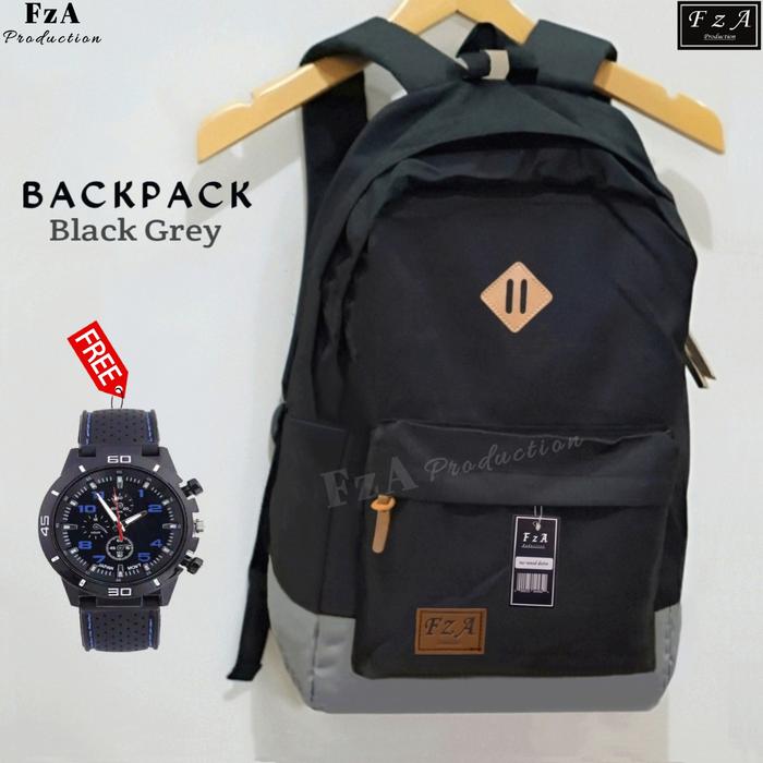 Gambar FzA -TAS RANSEL LAPTOP PRIA WANITA BACKPACK TAS PUNGGUNG DISTRO -SPT23 - Black Grey + dari FzA Official undefined Tokopedia