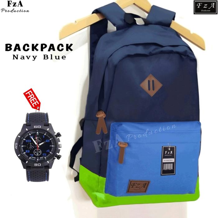 Gambar FzA -TAS RANSEL LAPTOP PRIA WANITA BACKPACK TAS PUNGGUNG DISTRO -SPT23 - Navy Blue + dari FzA Official undefined Tokopedia