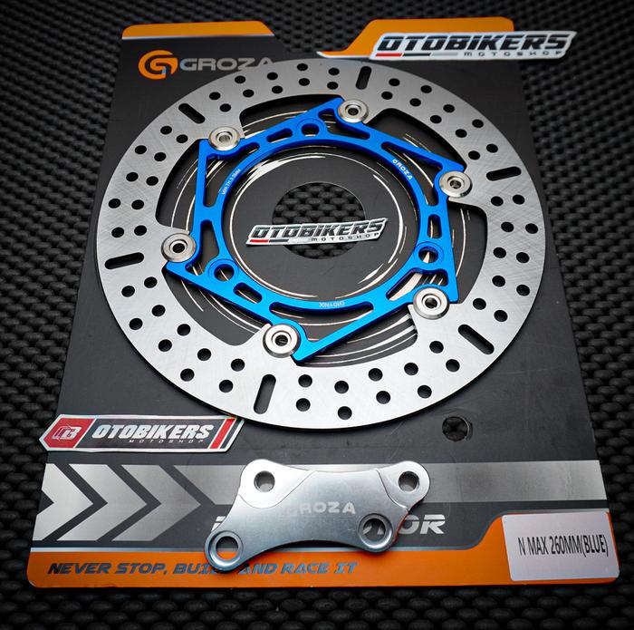 Gambar Piringan Cakram GROZA 260 MM NMAX AEROX 150 155 NEW OLD Model FLOATING DISC CNC DEPAN - Biru, TANPA Breket dari OB JATENG undefined Tokopedia