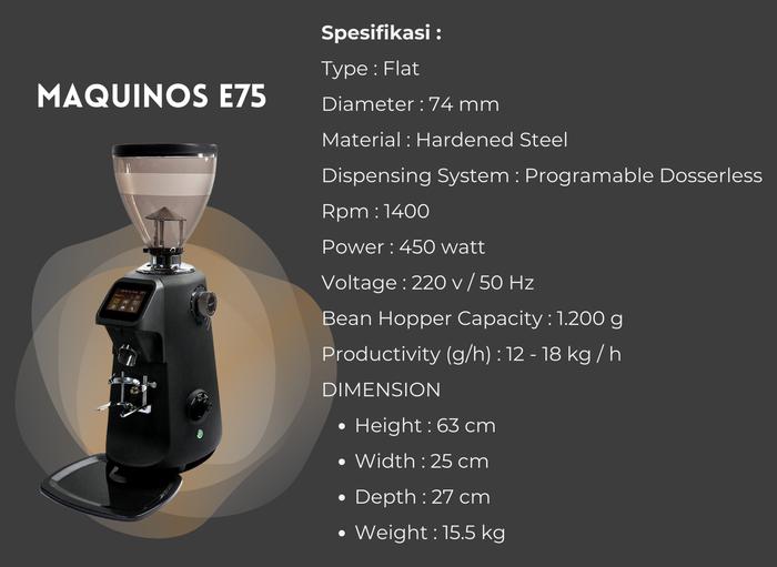 Gambar Kopi Grinder / Coffee Grinder MAQUINOS - E75-T, Hitam dari LEZAT STORE undefined Tokopedia