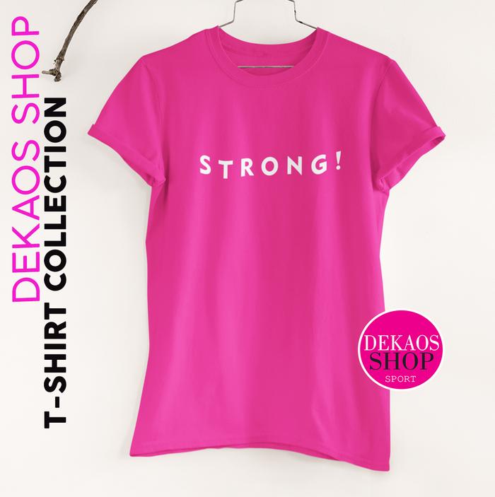 Gambar KAOS OLAHRAGA WANITA SENAM ZUMBA AEROBIC POUNDFIT GYM YOGA FITNESS RUNNING STRONG DEKAOS 2935 - Pink fusia, XS dari Dekaosshop undefined Tokopedia