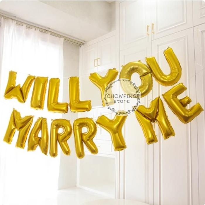 Gambar Paket Dekorasi Hiasan Balon Lamaran Will You Marry Me 03 - Will U Marry M, Pink M Love dari Chowping Store undefined Tokopedia