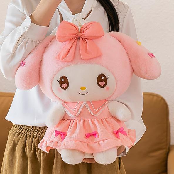 Gambar Boneka Sanrio Kuromi My Melody Pakai Dress Bahan Plush Super Soft - Melody Pita, 45cm dari Happy Fun Olshop_NEW undefined Tokopedia