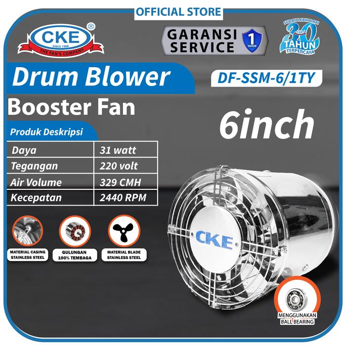 Gambar Booster Fan CKE DF 6 Inch Mini Inline Fan Air Duct Fan Kipas Booster - Stainless dari SumberSuksesShop undefined Tokopedia