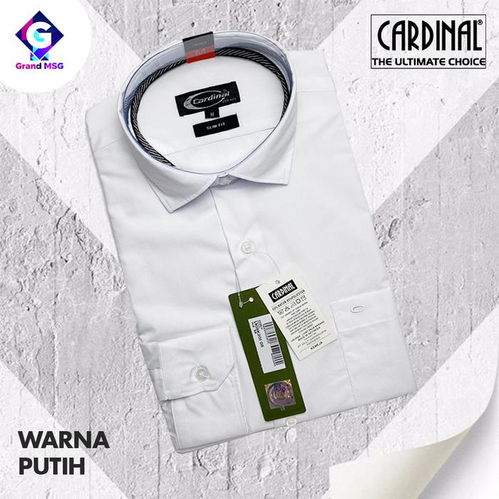 Gambar Cardinal Kemeja Pria Polos Regular Lengan Panjang Original Baju Atasan Kerja Cowo Kardinal Formal Hem Hitam Putih Kantor Cowok Jumbo Kantoran Ukuran Slim fit Linen Katun Polyester Laki Laki Dewasa Premium Official - PUTIH-SLIMFIT, XL dari Grand MSG Online undefined Tokopedia
