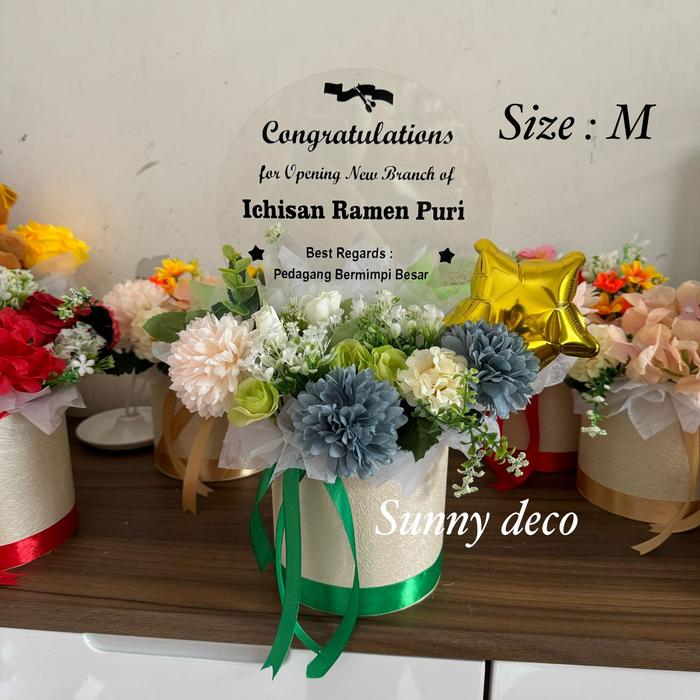Gambar (Ready Stok) Bloom box Bunga Papan Akrilik | Buket Papan Acrylic Congratulation Grand Opening / buket bunga blomm box akrilik / buket wisuda / buket ulang tahun / bloombox wisuda  / bloom box bunga acylic custom / gift hadiah buka toko baru new store - M 45cm Green dari Bouquet by Sunnydeco undefined Tokopedia