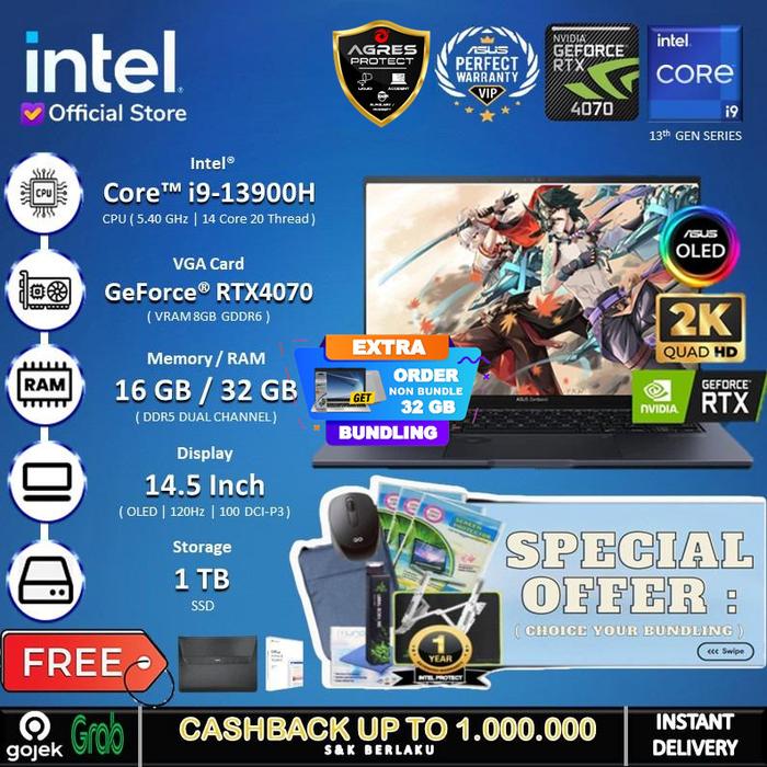 Gambar Asus Zenbook Pro 14 OLED UX6404VI - RTX4070 I9 13900H 32GB 1TB SSD W11 - Non Bundle, 16GB DDR5 dari INTEL STORE ID undefined Tokopedia
