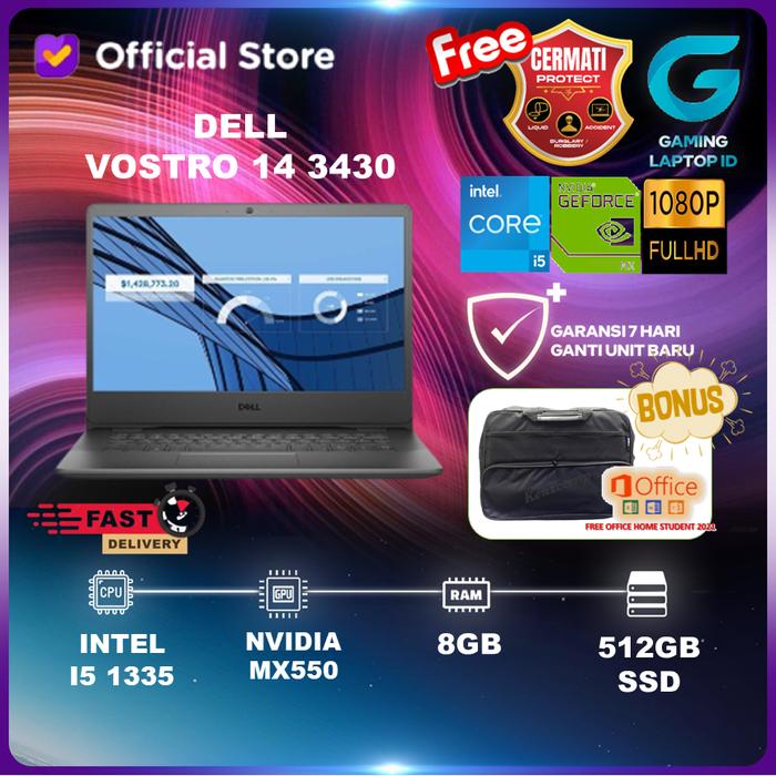 Gambar DELL VOSTRO 14 3430 I5 1335 MX550 2GB/ 8GB 512GB W11+OHS 14.0FHD - STANDAR dari Gaming Laptop ID undefined Tokopedia