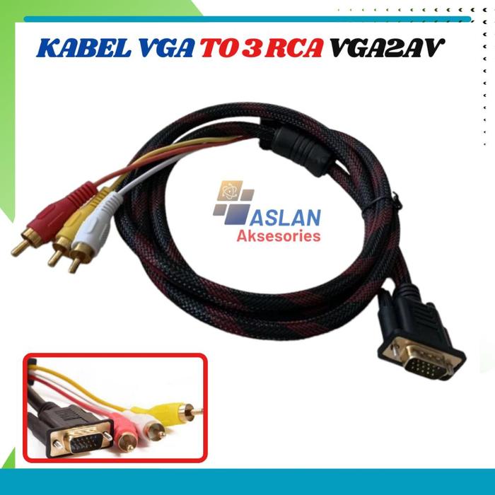 Kabel Vga To Rca 15m Cable Vga Male To Av Audio Video Jack Male 15m