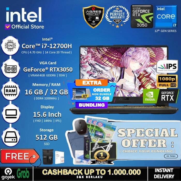 Gambar Asus TUF F15 FX507ZC4 - RTX3050 I7 12700H 16G 512G 15.6" FHD IPS 144Hz - Non Bundle, 8GB+W11PRO  dari INTEL STORE ID undefined Tokopedia