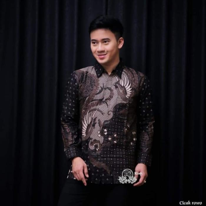 Gambar kemeja batik pria lengan panjang batik pria slim fit - Hitam, M dari H&N Batik undefined Tokopedia