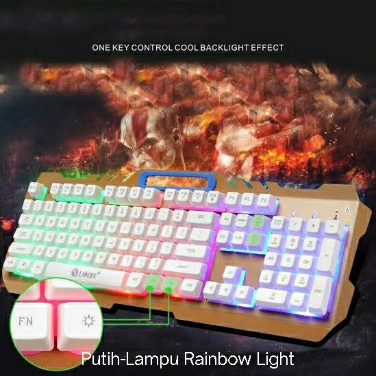 Gambar Gaming Mouse & Keyboard Bundle Metal Panel Smartphone Stand Colorful - White-Rainbow L dari Yuvie1shopp undefined Tokopedia