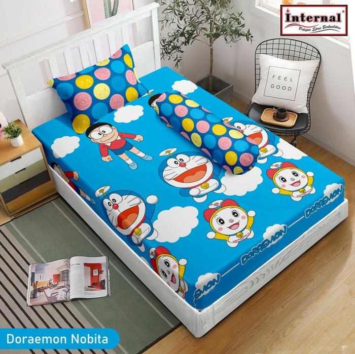 Gambar Sprei Internal Tinggi 25cm Single 120x200 Bantal 1 Guling 1 - Jurassic - Doraemon Nobita dari Otamart undefined Tokopedia