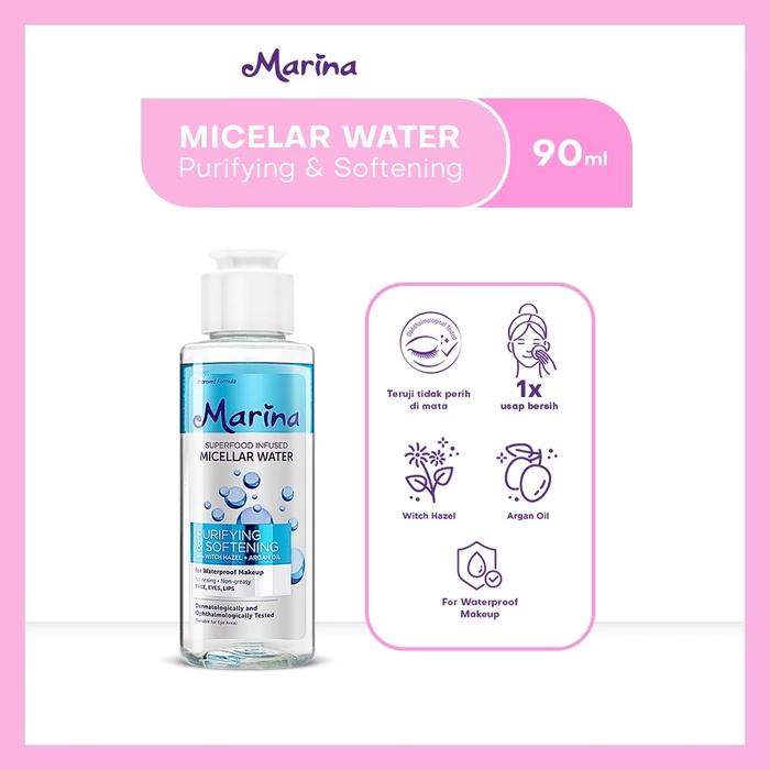 Gambar Marina Micellar Water Superfood Makeup Remover - Face, Eyes, Lips 90ml - Purifying dari Farlin baby shop undefined Tokopedia
