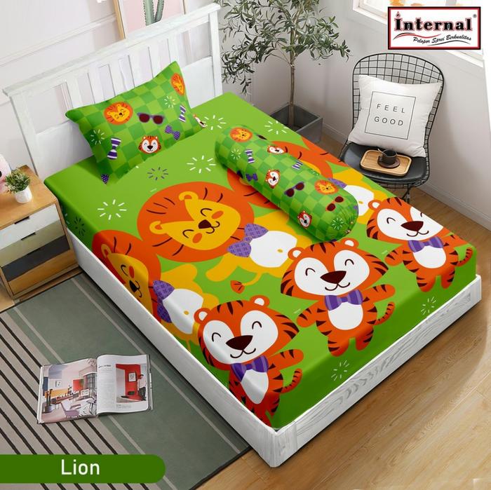 Gambar Sprei Internal Tinggi 25cm Single 120x200 Bantal 1 Guling 1 - Jurassic - Lion dari Otamart undefined Tokopedia