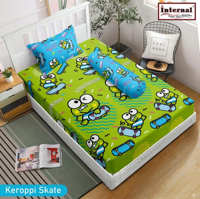 Gambar Sprei Internal Tinggi 25cm Single 120x200 Bantal 1 Guling 1 - Jurassic - Keroppi Skate dari Otamart undefined Tokopedia