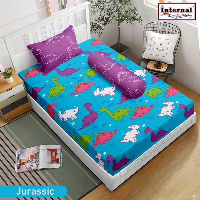 Gambar Sprei Internal Tinggi 25cm Single 120x200 Bantal 1 Guling 1 - Jurassic - Jurassic dari Otamart undefined Tokopedia