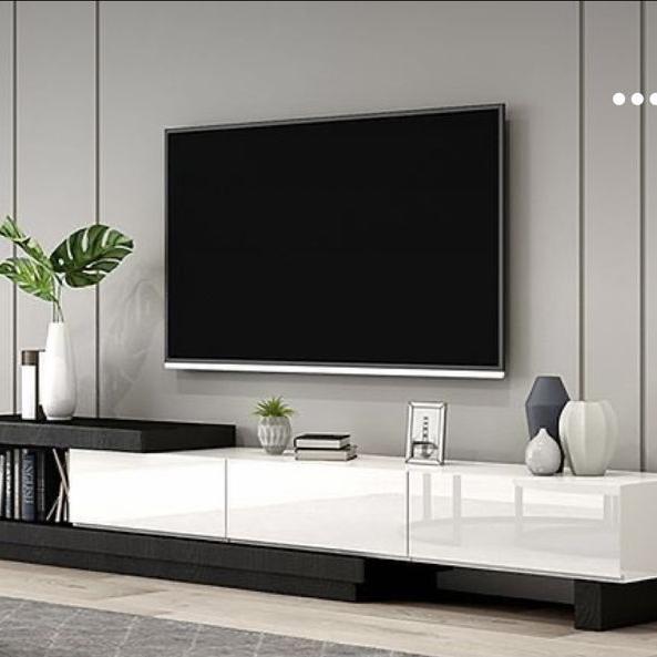 Gambar meja tv minimalis modern/ meja tv terbaru/ meja tv estetik/ meja tv - hitam putih, ukuran 180cm dari Elziofurniture 59 undefined Tokopedia