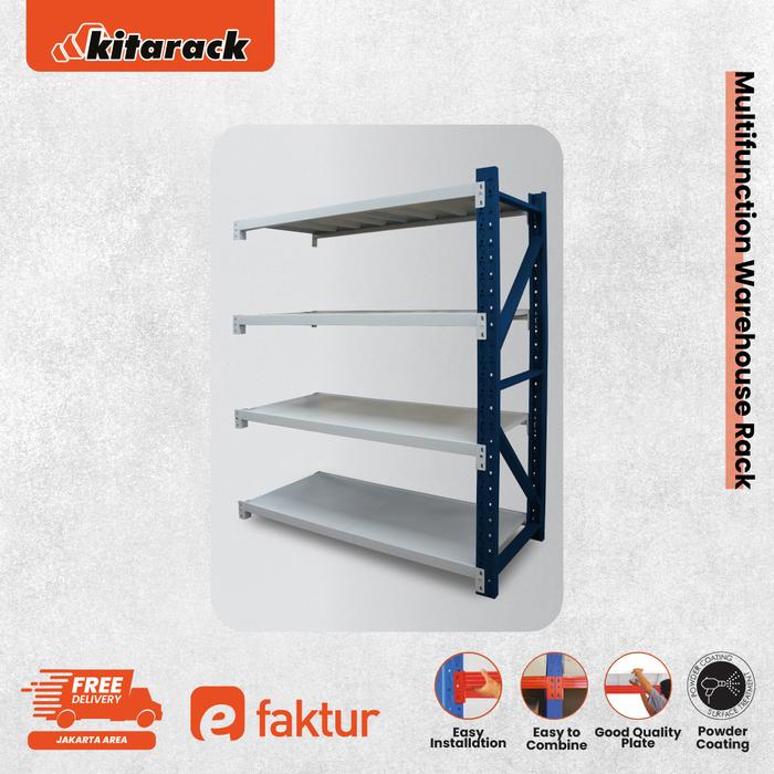 Gambar Kitarack MJ2030 Frame Biru - 250KG/LAYER Panjang 2M Tinggi 3M Depth 60CM Rak Gudang Besi 4 Susun - Putih, 3 Layer dari KITARACK OFFICIAL undefined Tokopedia