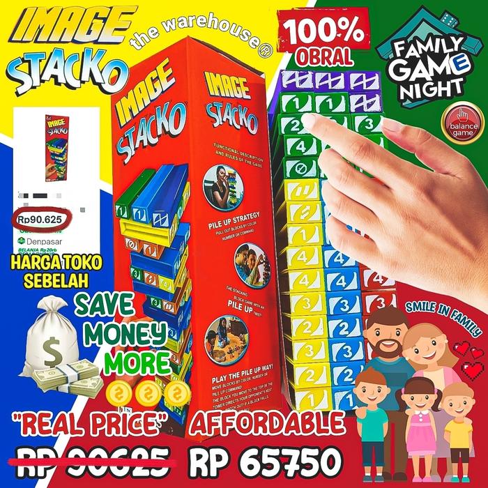 Gambar permainan keluarga/mainan keluarga/family toys/family game/stako/balok/stacko balok/stacko block/kids toys/kids game/family game/board game/permainan edukasi/permainan edukasi anak/strategy game/strategy toys/balok susun/jengga/kado/hadiah/ulang tahun/kid dari whare house undefined Tokopedia