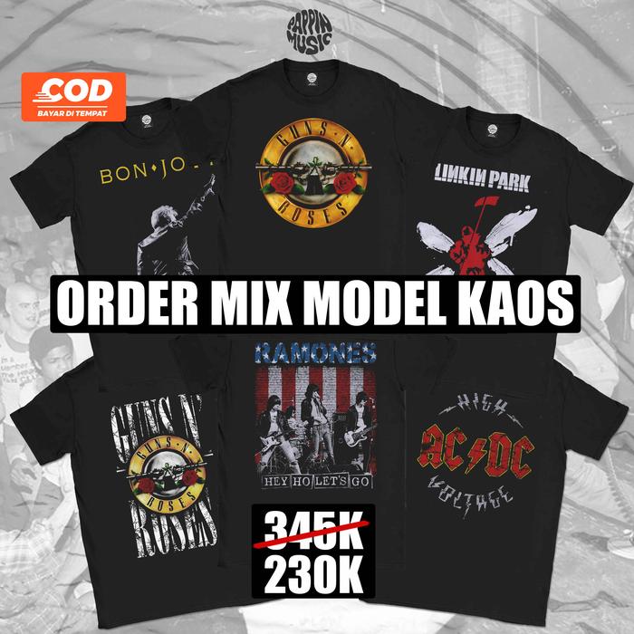Gambar Paket Hemat Kaos Musik, Kaos Band Rock (BEBAS PILIH 3 KAOS) - Mix Order, L dari Pappinmusic undefined Tokopedia